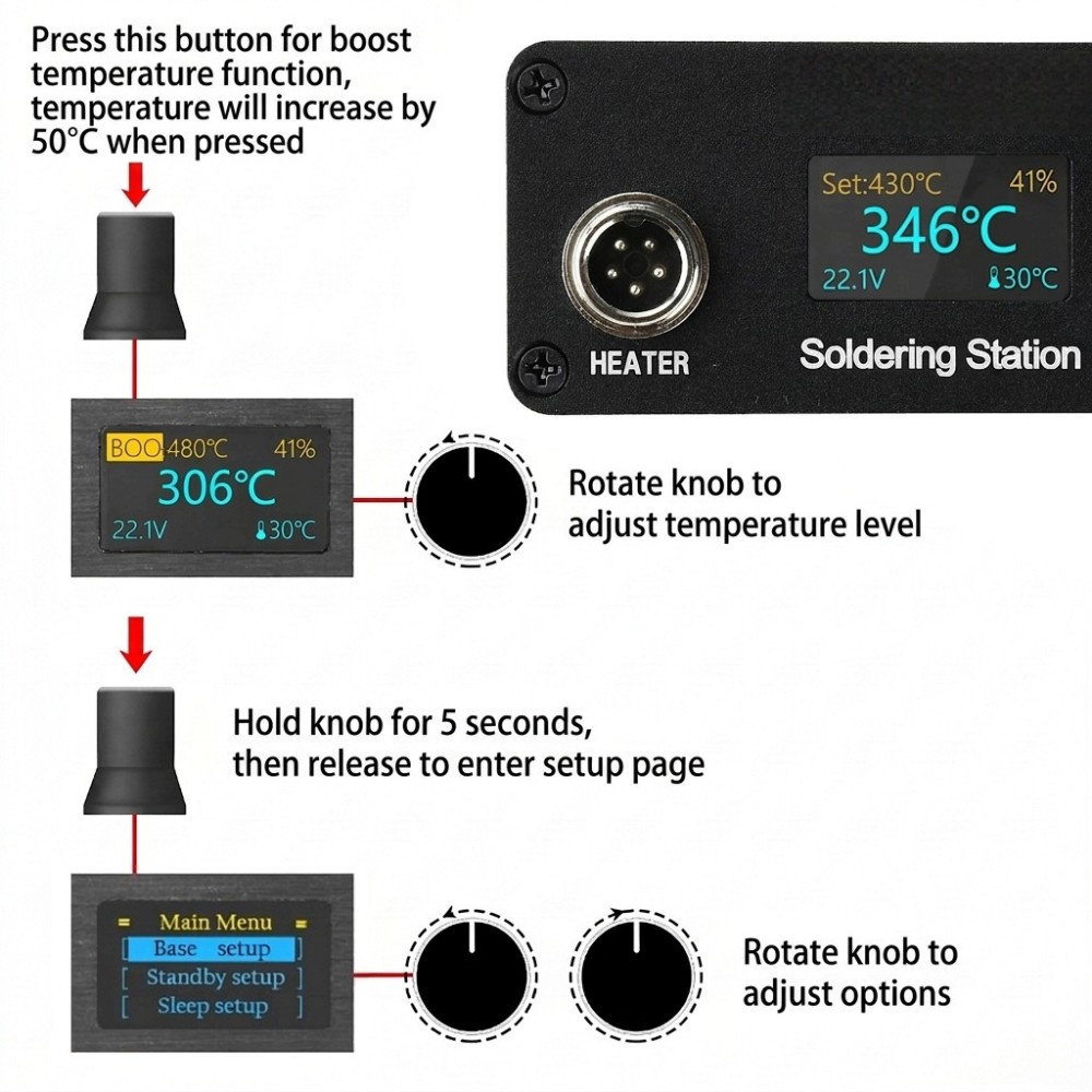 สถานีบัดกรี T12 AC100‑240V จอแ - Soldering Station T12 Oled บทวิจารณ์และราคา